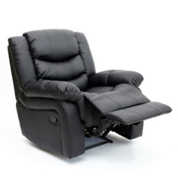 More4Homes Seattle Manual Recliner Bonded Leather 1+2+3 Seater Sofa Set (Black) - thumbnail 7