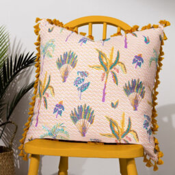 Furn. Chamae Floral Tasselled 100% Cotton Polyester Filled Cushion - thumbnail 6