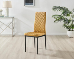 Furniturebox Uk Leonardo Black Leg Glass Dining Table & 4 Mustard Velvet Milan Black Leg Chairs - thumbnail 8