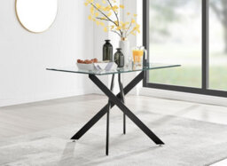 Furniturebox Uk Leonardo Black Leg Glass Dining Table & 4 Mustard Velvet Milan Black Leg Chairs - thumbnail 2