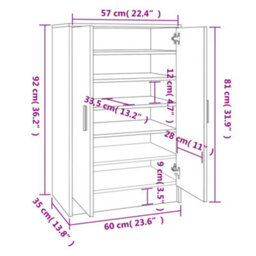 Vidaxl Shoe Cabinet Smoked Oak 60X35X92 Cm Engineered Wood - thumbnail 8