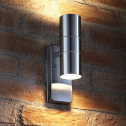 Auraglow Dusk Till Dawn Sensor Stainless Steel Up & Down Outdoor Wall Light - Avebury - Cool White - thumbnail 2