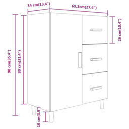 Berkfield Elegant Sideboard Grey Sonoma 69.5X34X90 Cm Engineered Wood - thumbnail 9
