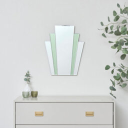 Melody Maison Art Deco Green Glass Fan Wall Mirror - 50Cm X 40Cm - thumbnail 3