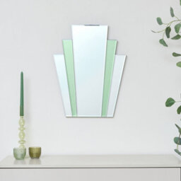 Melody Maison Art Deco Green Glass Fan Wall Mirror - 50Cm X 40Cm