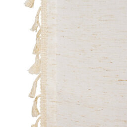 Living And Home Beige Single Panel Semi Sheer Curtain Edge Tassel Rod Pocket Window Drape 132 X 160 Cm - thumbnail 6