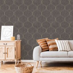 Boutique Optical Grey Bronze Effect Geometric Textured Wallpaper - thumbnail 4