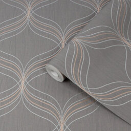 Boutique Optical Grey Bronze Effect Geometric Textured Wallpaper - thumbnail 1