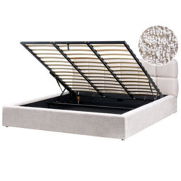 Beliani Ottoman Bed Boucle Baston 180 X 200 Cm (Eu Super King) Light Beige - thumbnail 1