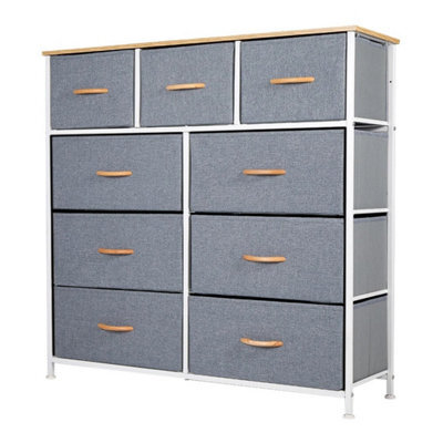 Light Grey Tall Dresser For Bedroom With 9 Drawers, Storage Dresser Organizer Unit - image 1