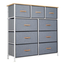Light Grey Tall Dresser For Bedroom With 9 Drawers, Storage Dresser Organizer Unit - thumbnail 3