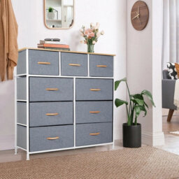 Light Grey Tall Dresser For Bedroom With 9 Drawers, Storage Dresser Organizer Unit - thumbnail 6