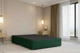 "Nexus Portofino Emerald Plush Divan Bed Base No Drawers With 54"" Floor Standing Winged Headboard 2'6 Small Single" - thumbnail 4