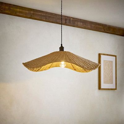 Valuelights Loretta Large Natural Wicker Wave Easy Fit Pendant Light Shade - image 1