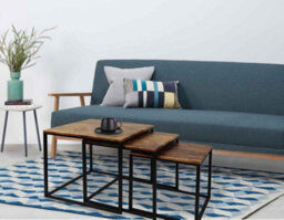 Aspect Furniture Alana Set Of 3 Nesting Tables- Vintage Finish Tops/steel Black Legs - thumbnail 1