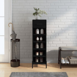 Berkfield Shoe Cabinet Black 30X35X105 Cm Engineered Wood