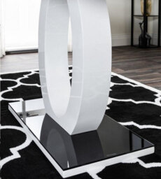 Furniturebox Giovani Rectangular 4 Seat White High Gloss Dining Table With Black Glass Top And Unique Halo Structural Plinth Base Design - thumbnail 7