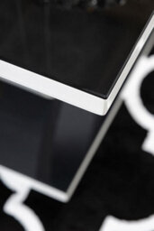 Furniturebox Giovani Rectangular 4 Seat White High Gloss Dining Table With Black Glass Top And Unique Halo Structural Plinth Base Design - thumbnail 6
