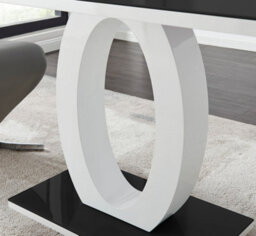 Furniturebox Giovani Rectangular 4 Seat White High Gloss Dining Table With Black Glass Top And Unique Halo Structural Plinth Base Design - thumbnail 4