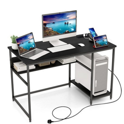 Home Office Computer Desk 120Cm Computer Workstation W/storage Shelf - image 1