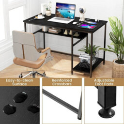 Home Office Computer Desk 120Cm Computer Workstation W/storage Shelf - thumbnail 4