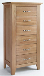 Hallowood Furniture Camberley Oak Tall Boy/wellington Chest Of 6 Drawers - thumbnail 3