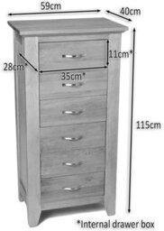 Hallowood Furniture Camberley Oak Tall Boy/wellington Chest Of 6 Drawers - thumbnail 2