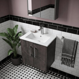 Balterley Winshill Contemporary 2 Door Wall Hung Vanity Unit With Minimalist Basin, Metallic Slate, 500mm - thumbnail 3
