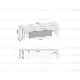 Tv Unit 160Cm Sideboard Cabinet Cupboard Tv Stand Living Room High Gloss Doors - White & Grey - thumbnail 5