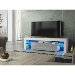 Tv Unit 160Cm Sideboard Cabinet Cupboard Tv Stand Living Room High Gloss Doors - White & Grey - thumbnail 4