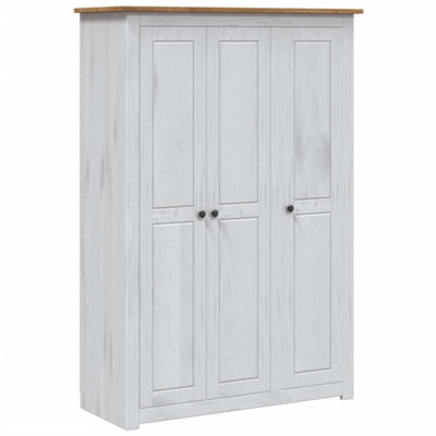 Berkfield Stylish 3-Door Wardrobe White 118X50X171.5 Cm Pine Panama Range - image 1