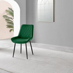 Furniturebox Uk Novara 100Cm Round Black Leg Dining Table & 2 Green Pesaro Black Leg Chairs - thumbnail 8