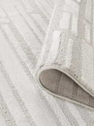 Hamilton Modern Sheen Area Rug - Blocked Bold Geometric Design Silver 160Cm X 230Cm - thumbnail 3