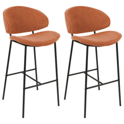 Beliani Set Of 2 Bar Chairs Kiana Orange - image 1