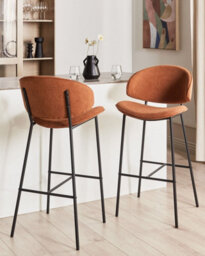 Beliani Set Of 2 Bar Chairs Kiana Orange - thumbnail 2