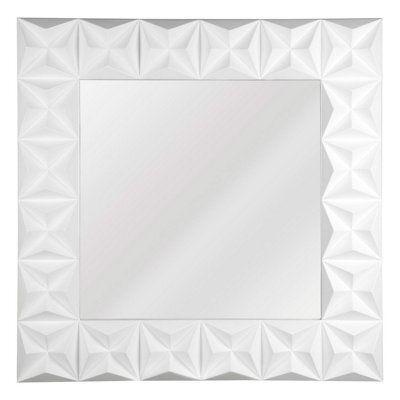 Orsina 3D Effect Wall Mirror With White High Gloss, Easy To Clean Bedroom Mirror, High-Quality Bathroom Mirror - image 1