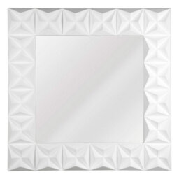 Orsina 3D Effect Wall Mirror With White High Gloss, Easy To Clean Bedroom Mirror, High-Quality Bathroom Mirror