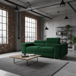 Torezio Sofa 2 Two Seater With Adjustable Headrests Chipboard Wooden Frame 198X102X70 90Cm Green - thumbnail 1