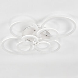 Darphe Nordic 8-Ring Led Semi-Flush Mount Ceiling Light - White Metal & Acrylic Dimmable Fixture - thumbnail 4