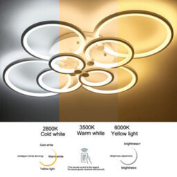 Darphe Nordic 8-Ring Led Semi-Flush Mount Ceiling Light - White Metal & Acrylic Dimmable Fixture - thumbnail 6