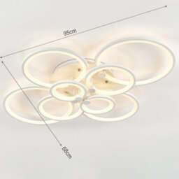 Darphe Nordic 8-Ring Led Semi-Flush Mount Ceiling Light - White Metal & Acrylic Dimmable Fixture - thumbnail 7