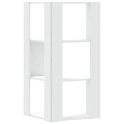 Berkfield Corner Bookcase 3-Tier White 50X50X102 Cm Engineered Wood - thumbnail 6
