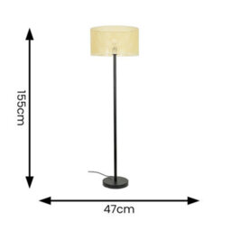 Valuelights Charles Black Floor Lamp With Wicker Shade And Bulb - thumbnail 7