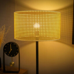 Valuelights Charles Black Floor Lamp With Wicker Shade And Bulb - thumbnail 5