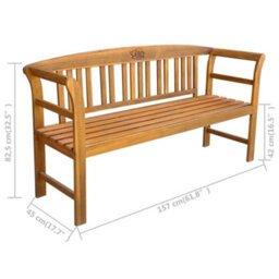 Vidaxl Garden Bench 157 Cm Solid Acacia Wood - thumbnail 5