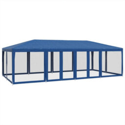 Walplus Party Tent Garden Gazebo Canopy With 12 Mesh Sidewalls Blue 8X4 M Hdpe - thumbnail 2