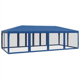 Walplus Party Tent Garden Gazebo Canopy With 12 Mesh Sidewalls Blue 8X4 M Hdpe - thumbnail 5