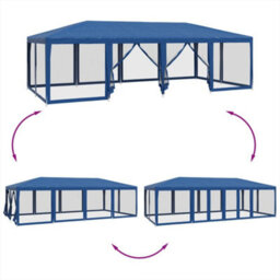 Walplus Party Tent Garden Gazebo Canopy With 12 Mesh Sidewalls Blue 8X4 M Hdpe - thumbnail 6