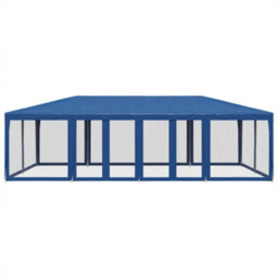 Walplus Party Tent Garden Gazebo Canopy With 12 Mesh Sidewalls Blue 8X4 M Hdpe - thumbnail 3