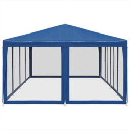 Walplus Party Tent Garden Gazebo Canopy With 12 Mesh Sidewalls Blue 8X4 M Hdpe - thumbnail 4